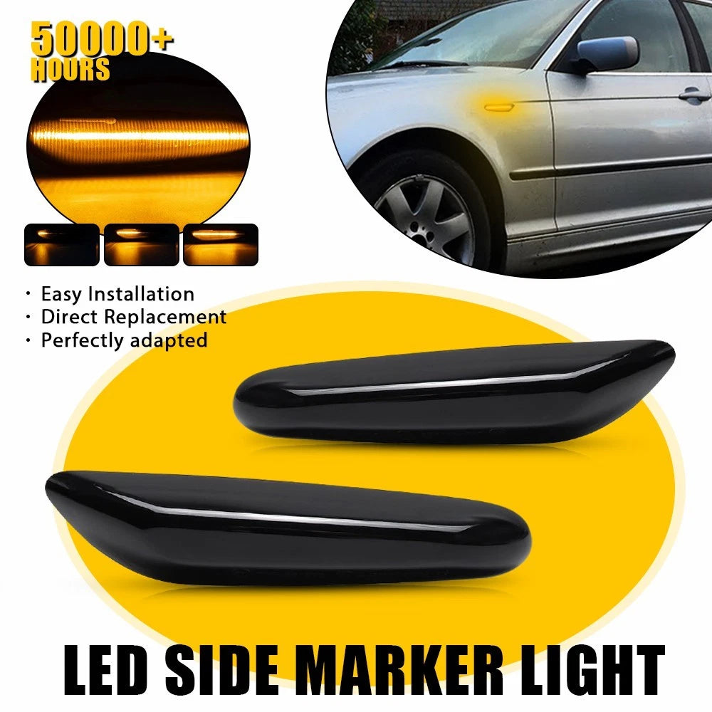 Sequential Amber LED Side Marker Turn Signal Light for BMW E90 E60 E82 E87 E88
