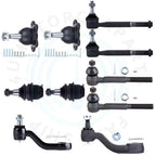 Set of 10 Front Lower Ball Joints & Tie Rod Ends for Chevy K1500 Suburban (1992–1999)