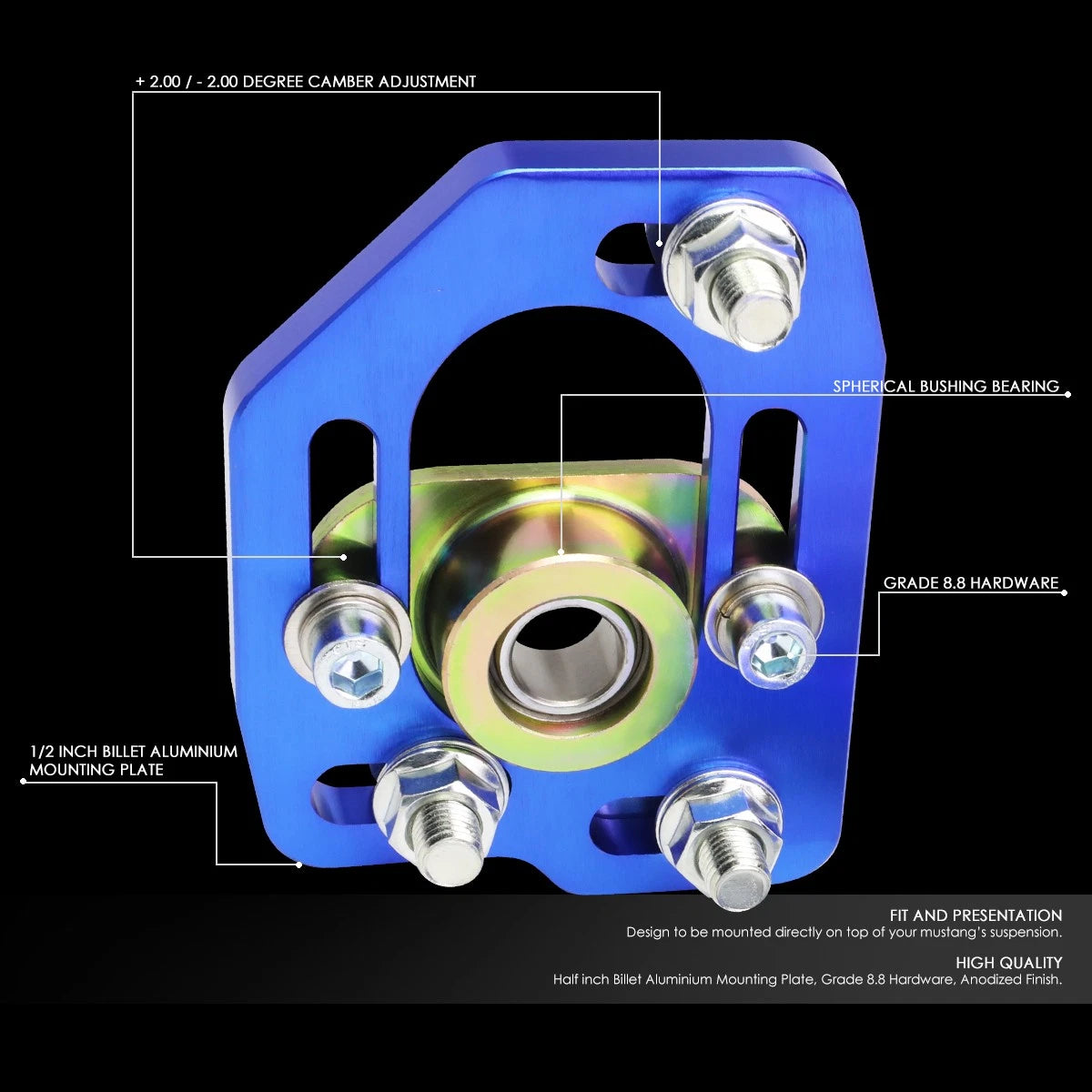 Adjustable Camber Caster Plates for Ford Mustang (1990–1993) +3.0/-2.0