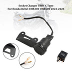 12V USB+C Socket Charger for Honda Rebel CMX300 CMX500 (2022–2024)