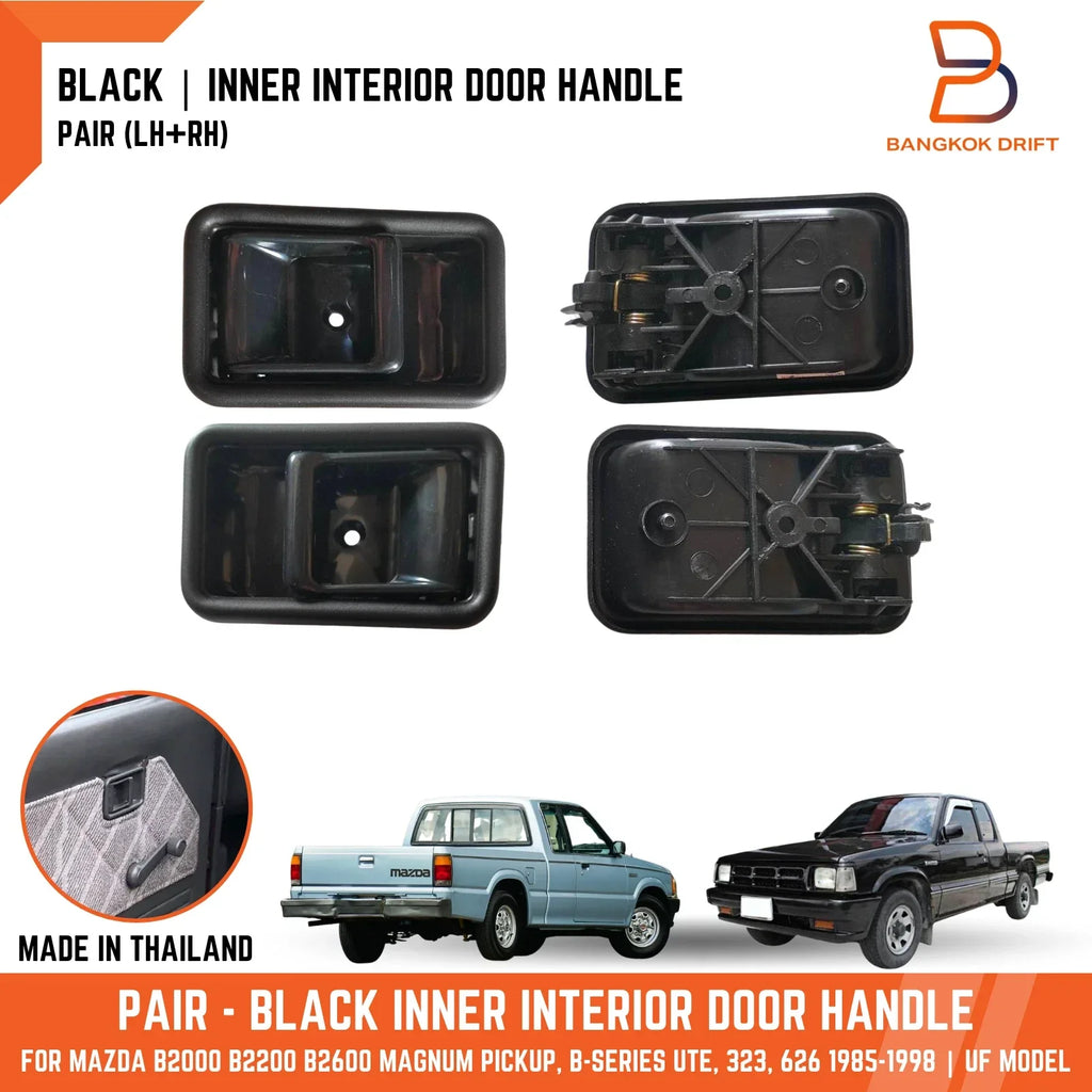Black Inner Door Handle Pair for Mazda B-Series Bravo UF 323 626 (1994-2006)