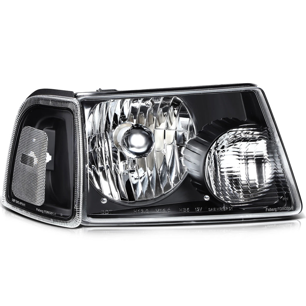 Set of 2 Headlight Assemblies for Ford Ranger (2001–2011) Black Housing