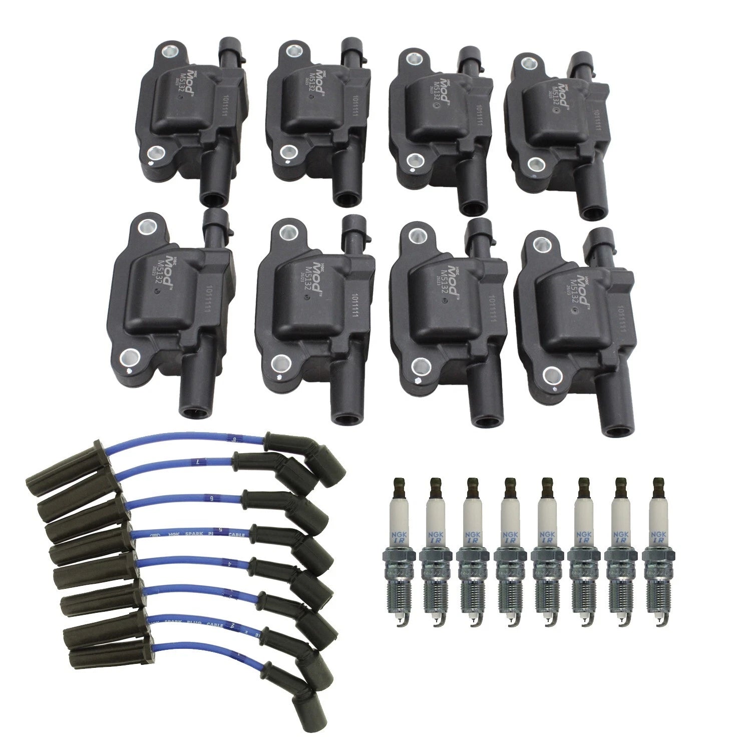 Set of 8 NGK Ignition Coil Wires & Iridium Spark Plugs for Express 1500 2500 (2003–2020)