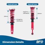 Coilover Shocks for Honda Accord (1998–2002) Acura TL (1999–2003) Adjustable Height