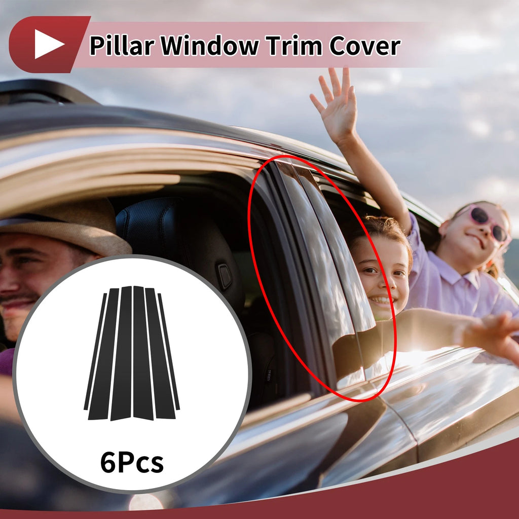 6 Pcs Car Door Pillar Window Trim for Toyota Highlander (2001–2007) Black