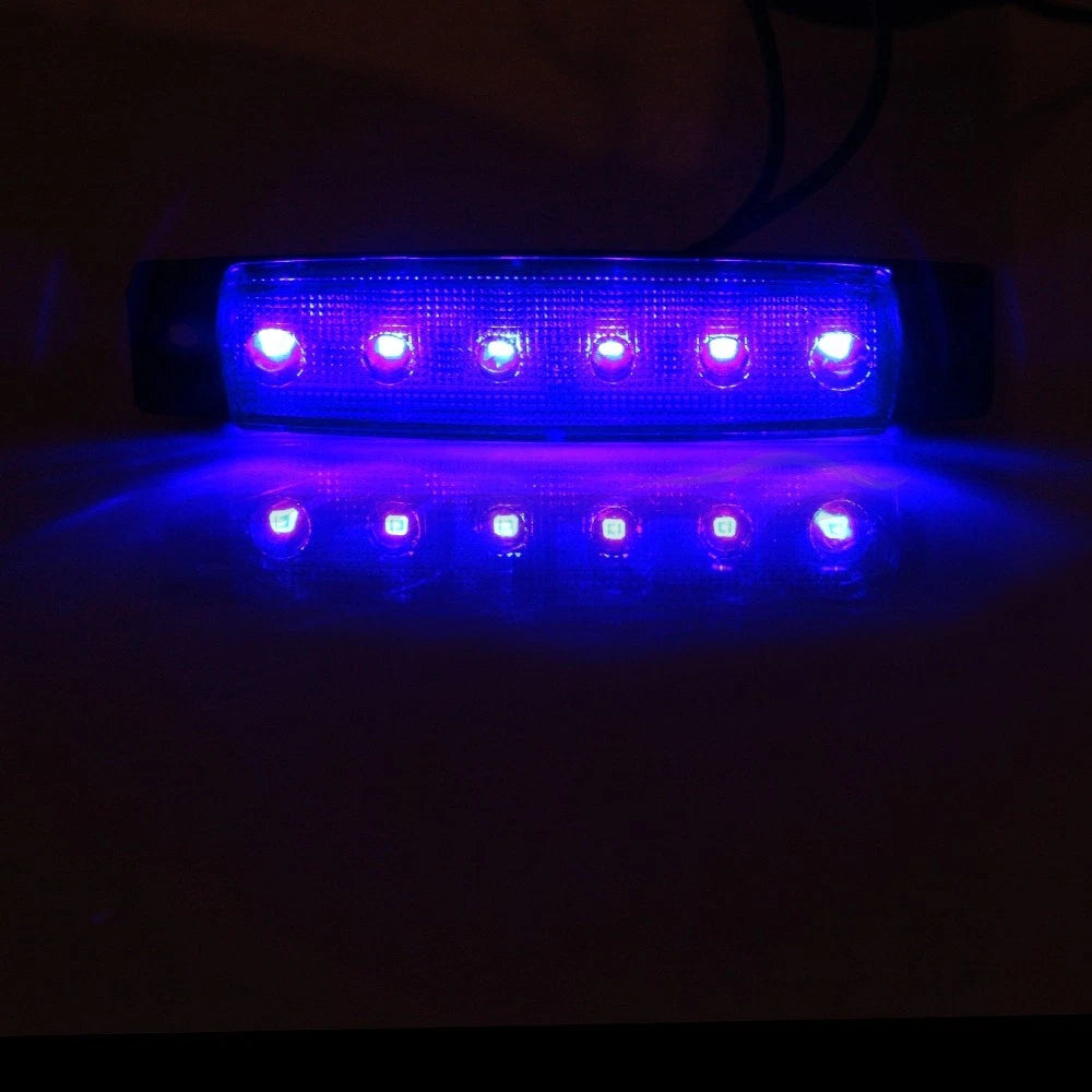 10PCS 3/8" White/Blue LED Clearance Side Marker Lights for Trailer Van Truck