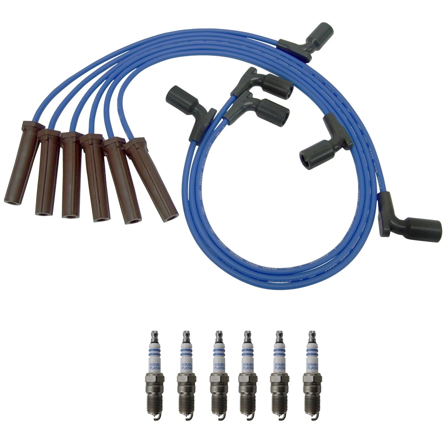 NGK Wire Set & Bosch 6 Double Platinum Spark Plugs Kit for Malibu Relay (2004–2008)