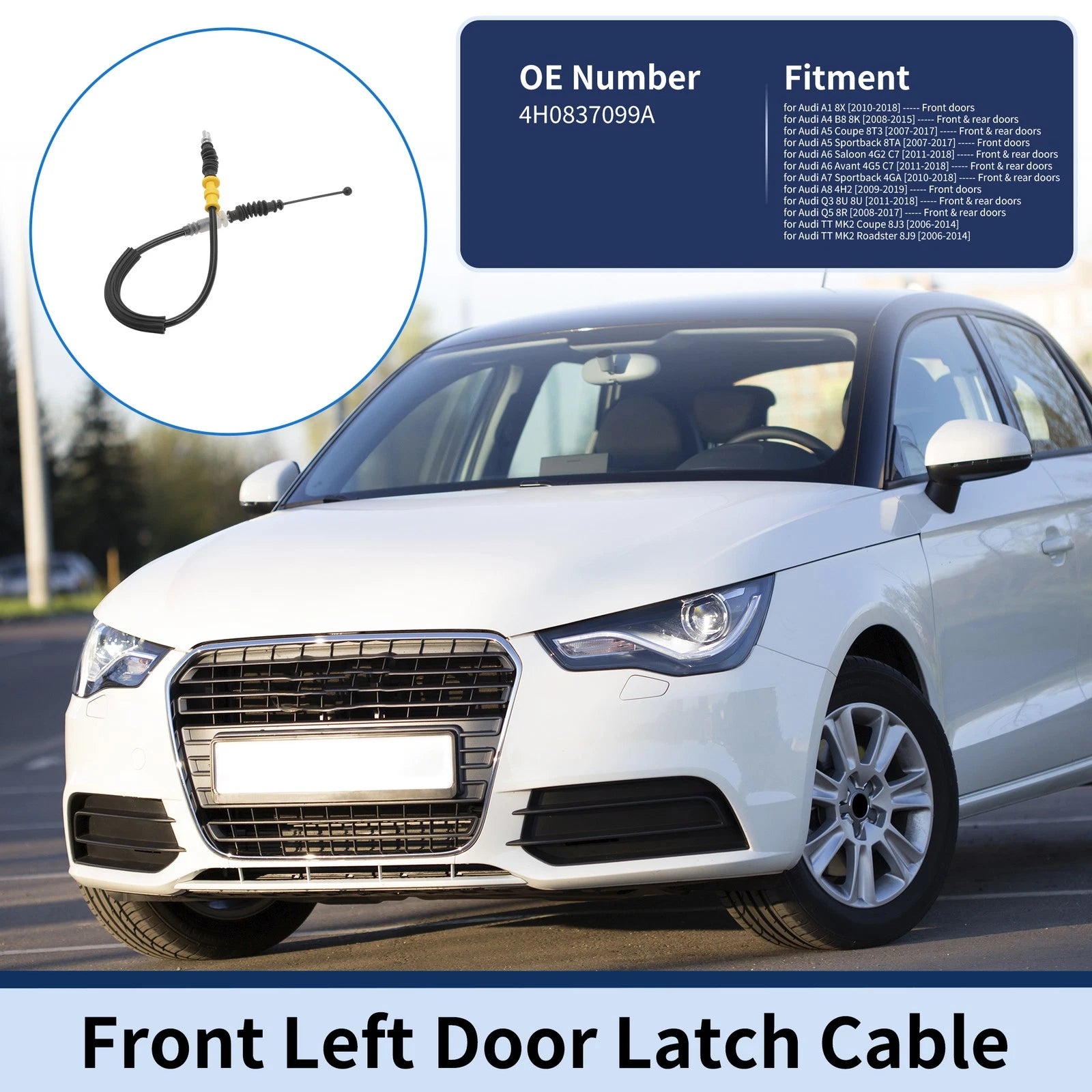 Door Latch Cable No. 4H0837099A for Audi A1 8X (2010–2018) Front Left