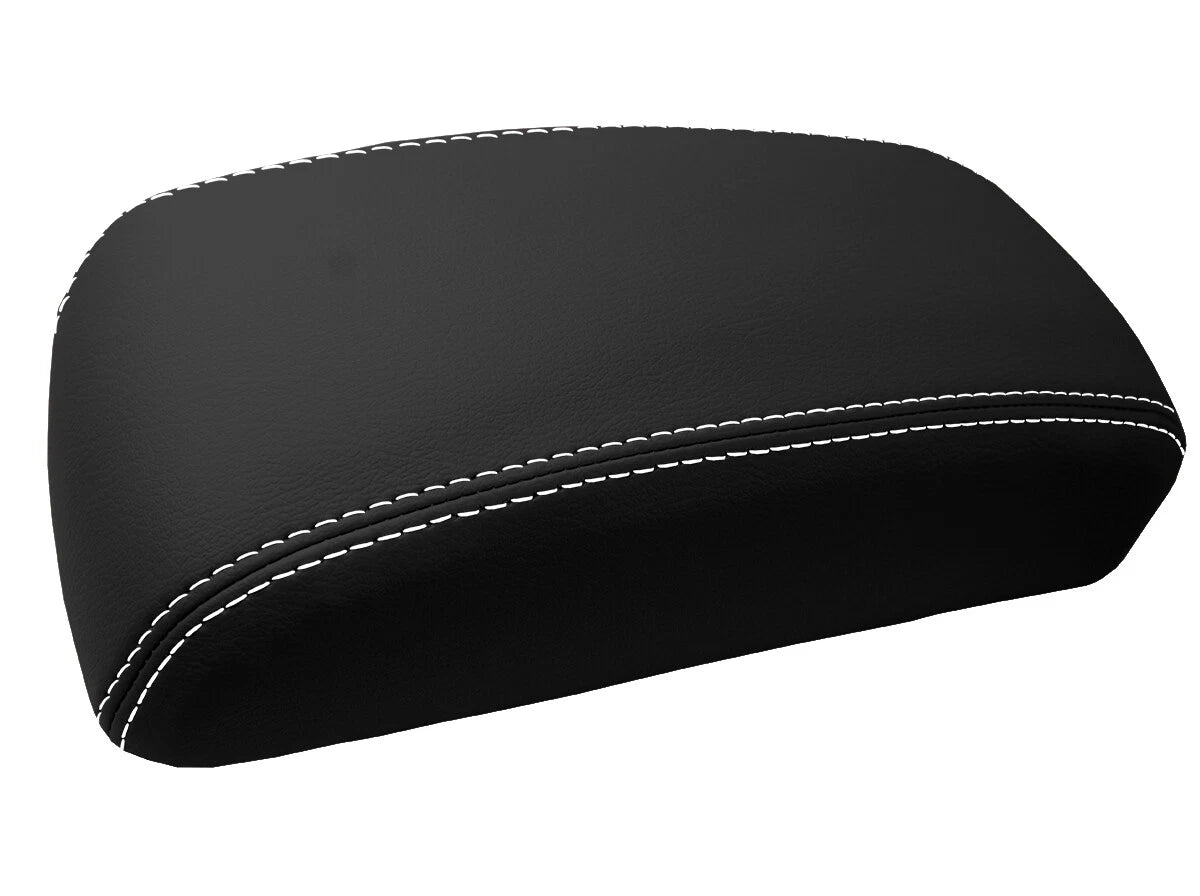 Leather Console Lid Armrest Cover for Nissan Maxima (1997–1999) White Stitch