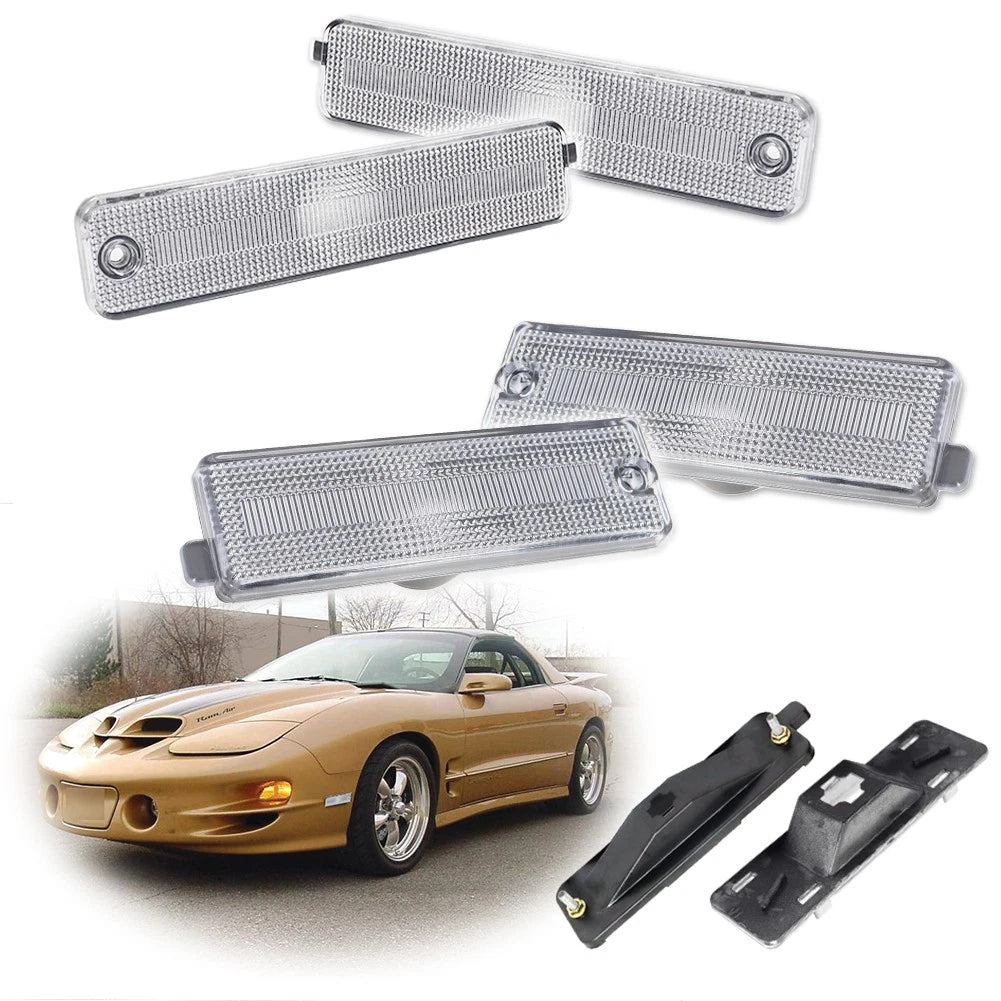 Set of 4 Clear Lens Side Fender Flare Lamp Housings for Pontiac Firebird