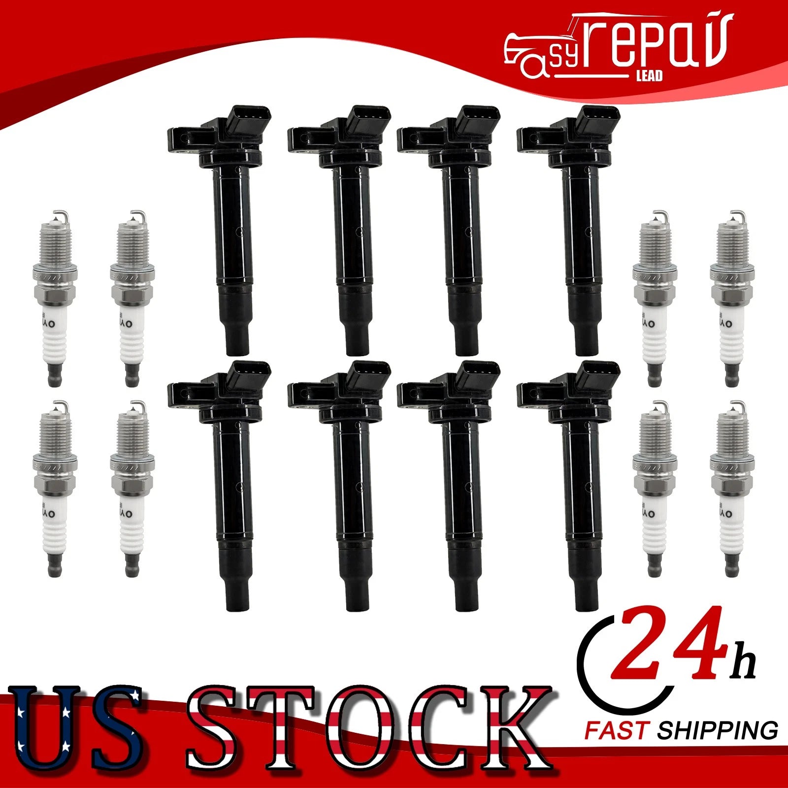 8pcs Ignition Coil & Spark Plug for Toyota 4Runner 4.7L V8 (1999–2002) UF230