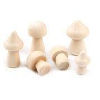 Set of 4 Unpainted Mushroom Peg Dolls for Kids DIY Craft