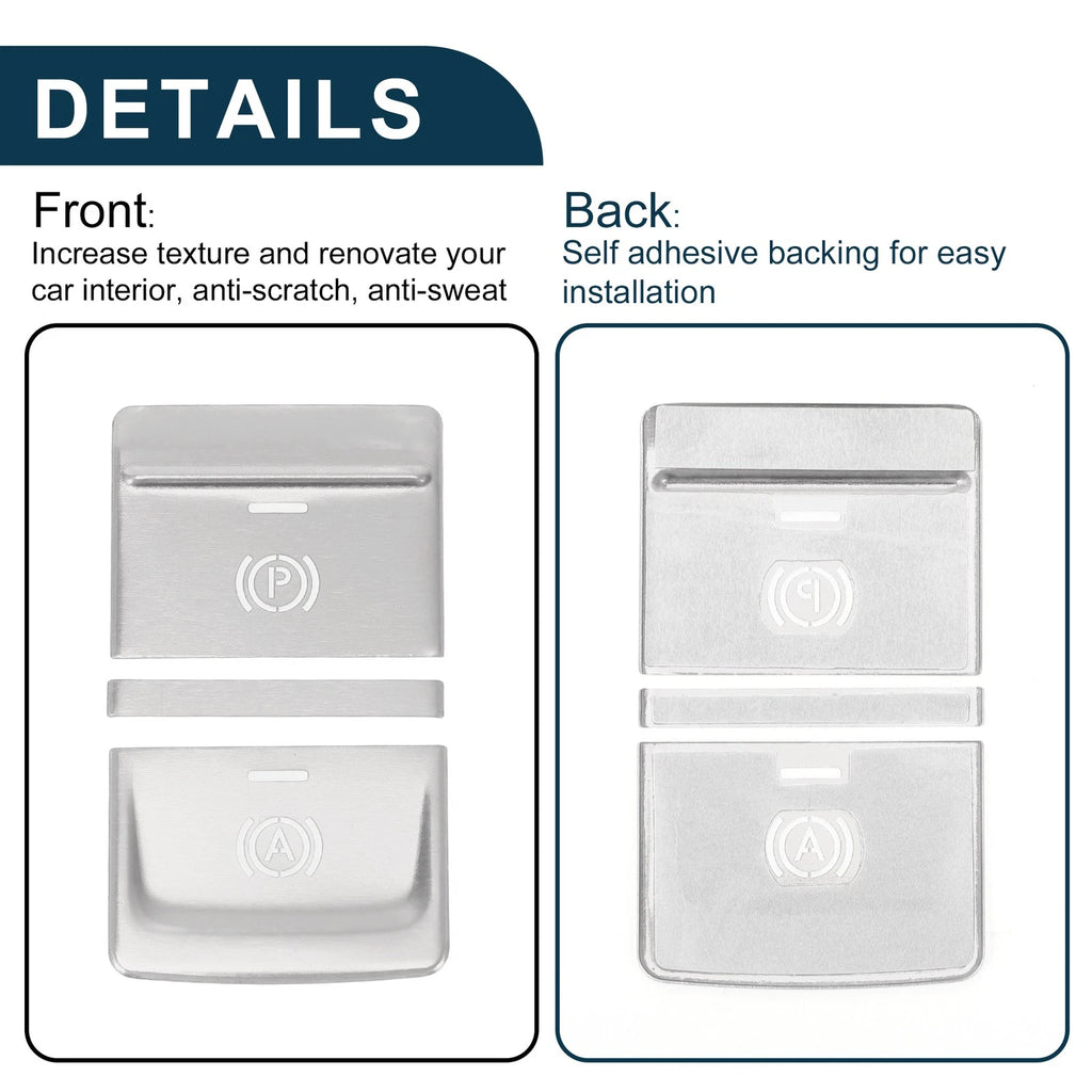 Electronic Parking Brake Switch Button Sticker for Audi Q3 (2019–2020) Silver Tone