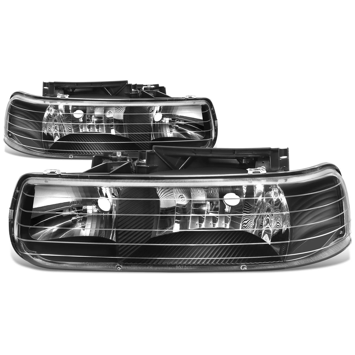 Pair of Headlights for Chevy Silverado (1999–2002) - Black Housing, Clear Lens