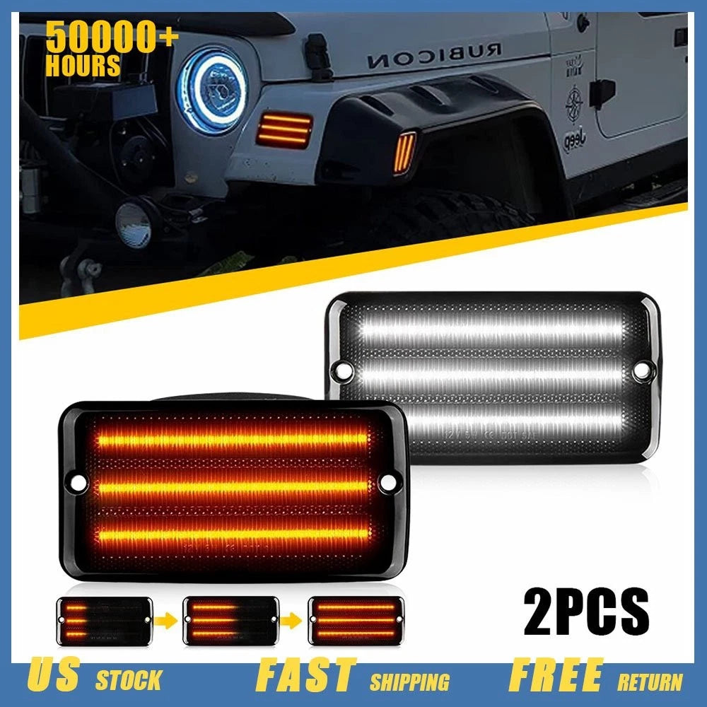 LED Front Turn Signal Lamps +DRL for Jeep Wrangler TJ (1997–2006)
