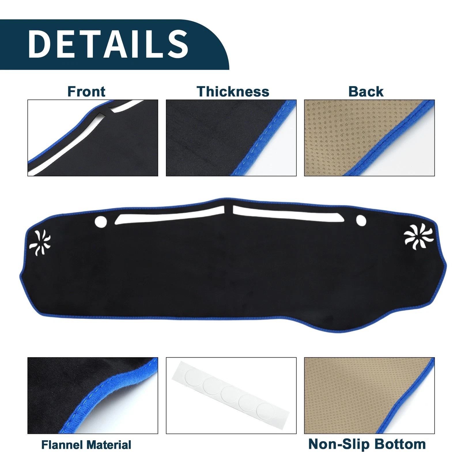 Dashboard Dash Cover Mat for Mazda Flair Crossover (Set of 2) Black Blue