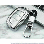 Glossy Chrome Silver TPU Full Seal Key Protector Shell Holder for Hyundai Accent (2018-2020)