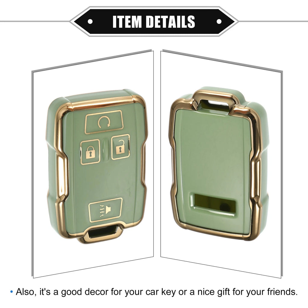 Set of 4 Key Fob Covers for Chevy Suburban, GMC (TPU, Green)