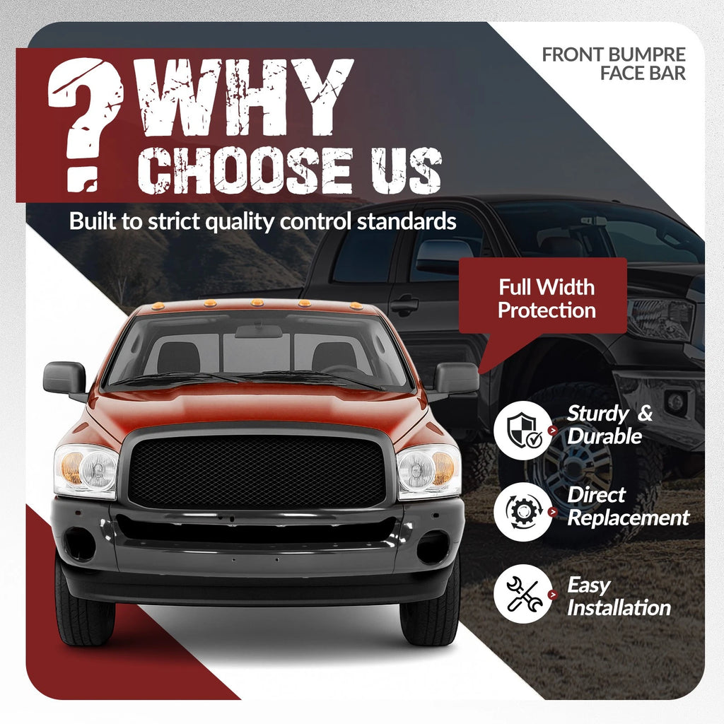 Front Bumper Face Bar for Dodge Ram 1500/2500/3500 (2002–2010) Black/Chrome