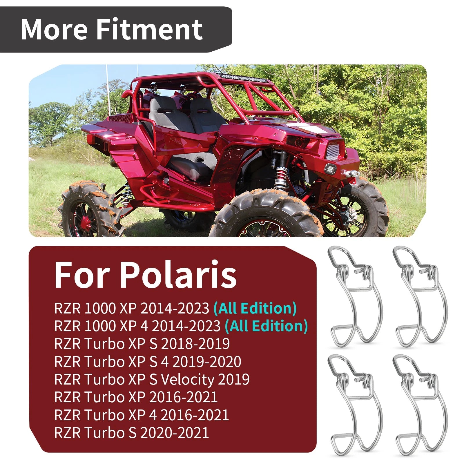 Set of 4 Air Box Filter Clips for Polaris RZR Turbo XP S (2018–2020)