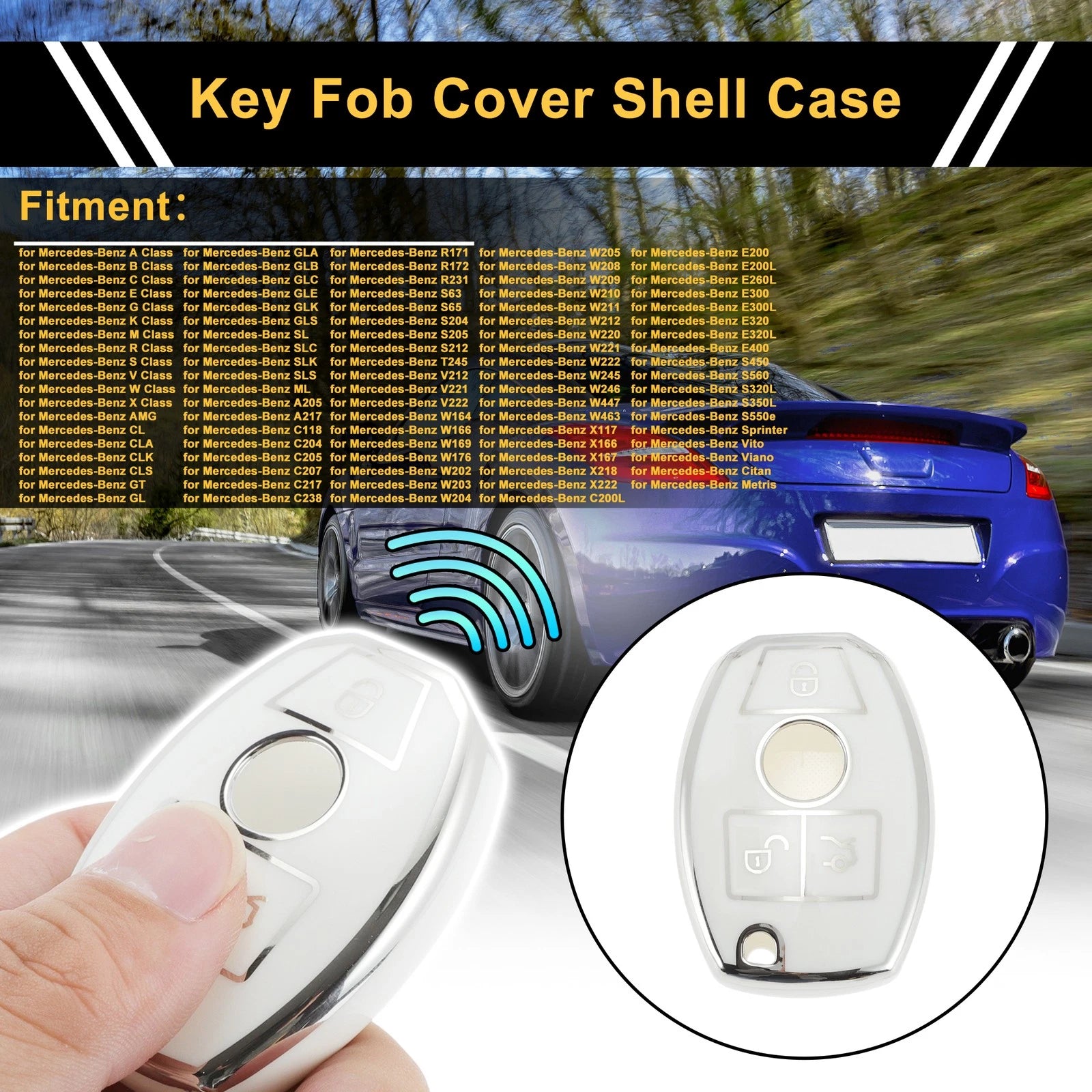 Key Case for Mercedes-Benz A/B/C/E/G/K/M/R/S/V/W/X Class/AMG/CL (3 Buttons)