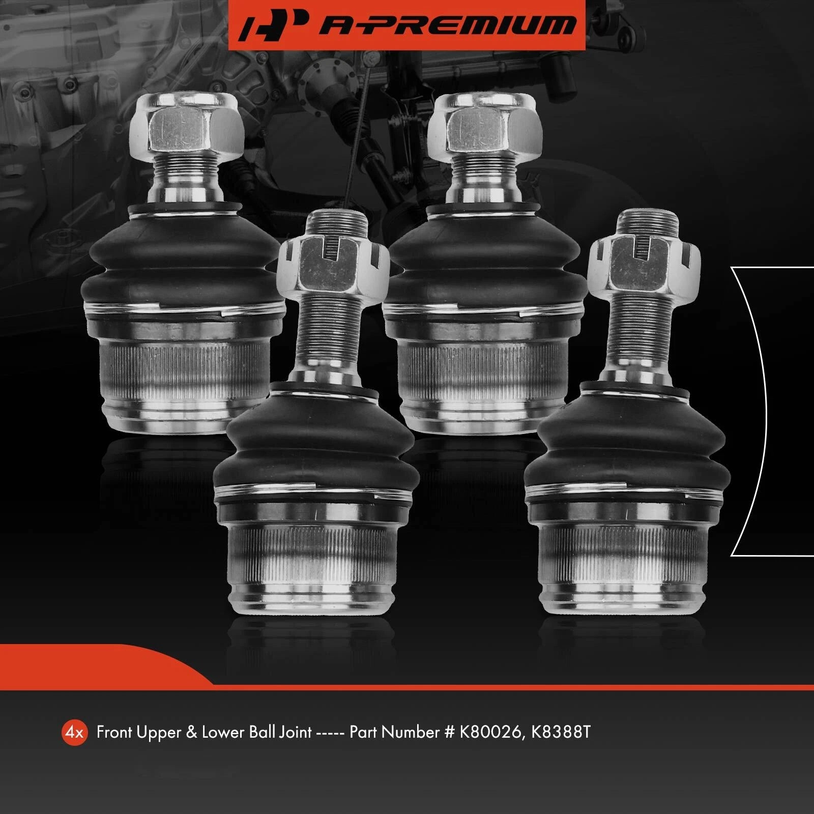 Set of 4 Front Upper & Lower Ball Joints for Ford F-150 (1980–1996)