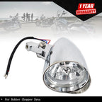 Chrome Visor Headlight Lamp for Bobber Chopper Dyna (12V)