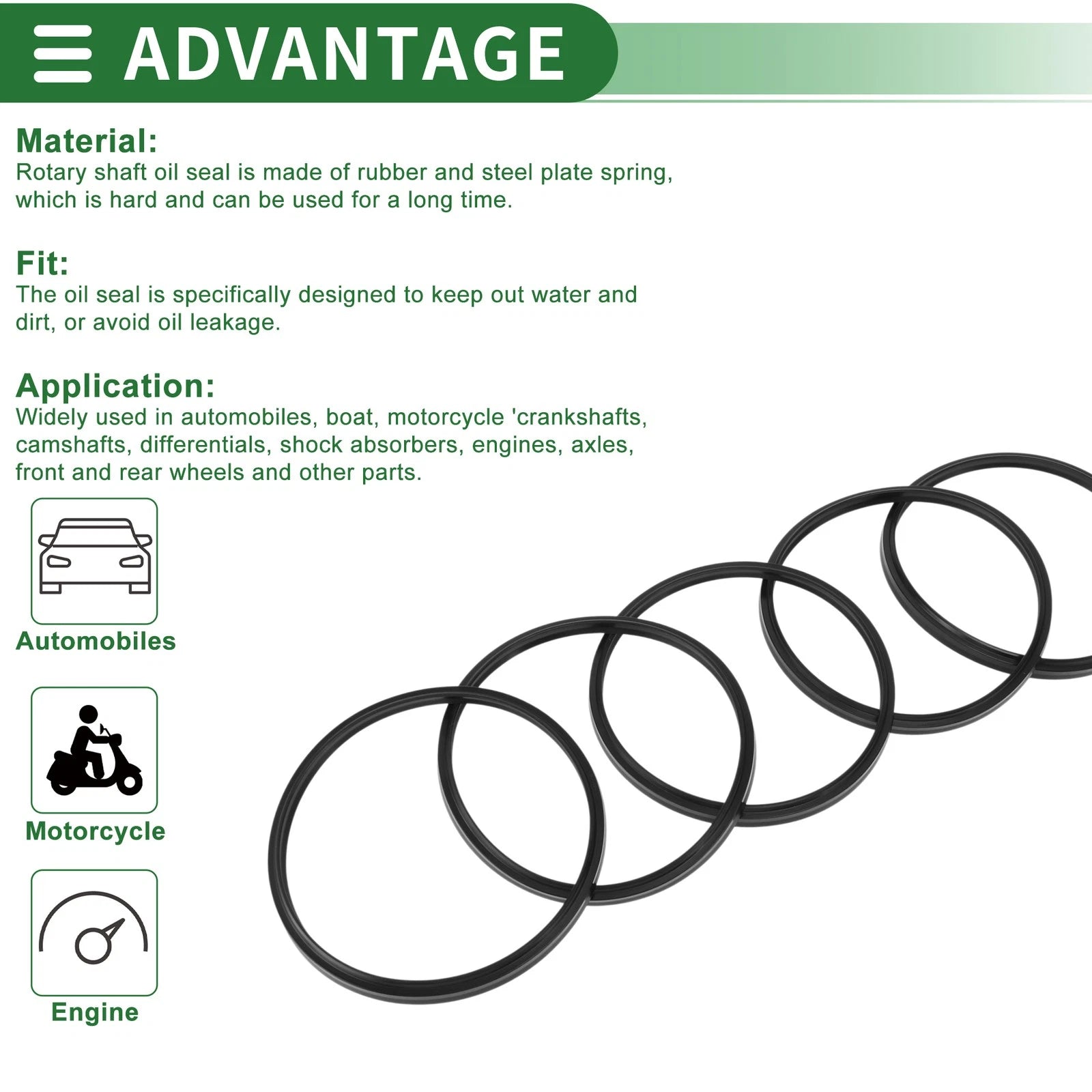 Set of 5 Oil Seal Rotary Shaft Seal NBR Rubber 115x125x6mm