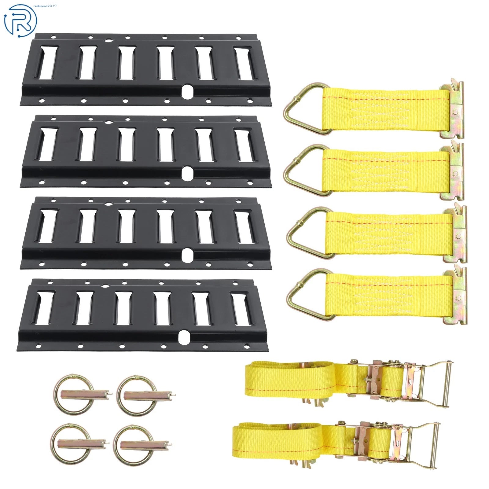 Set of 14 Black E Track Tie Down Rails for Secure Cargo (Powder Coated)