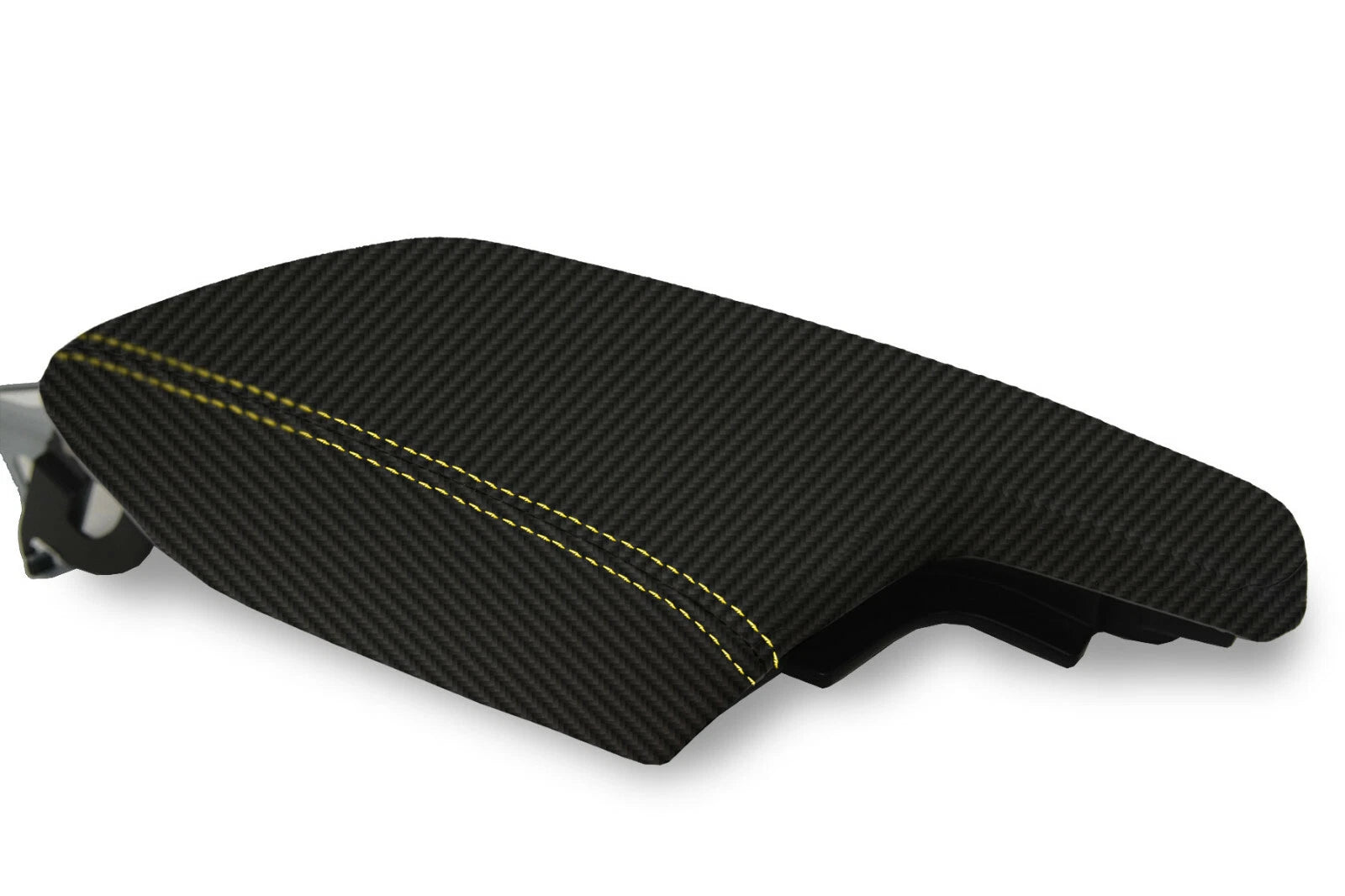 Console Armrest Cover for Subaru Crosstrek (2018–2020) Carbon Fiber Yellow Stitch
