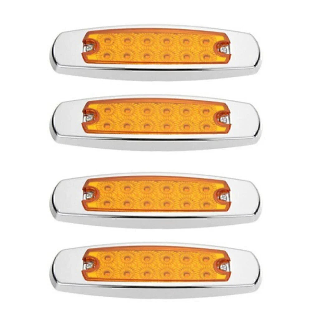 4 x Amber 12 LED Side Marker Lamps for Freightliner Truck Trailer Lights