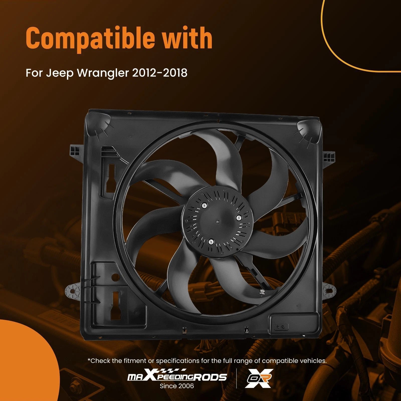 Radiator Cooling Fan with Brushless Motor for Jeep Wrangler (2012–2018)