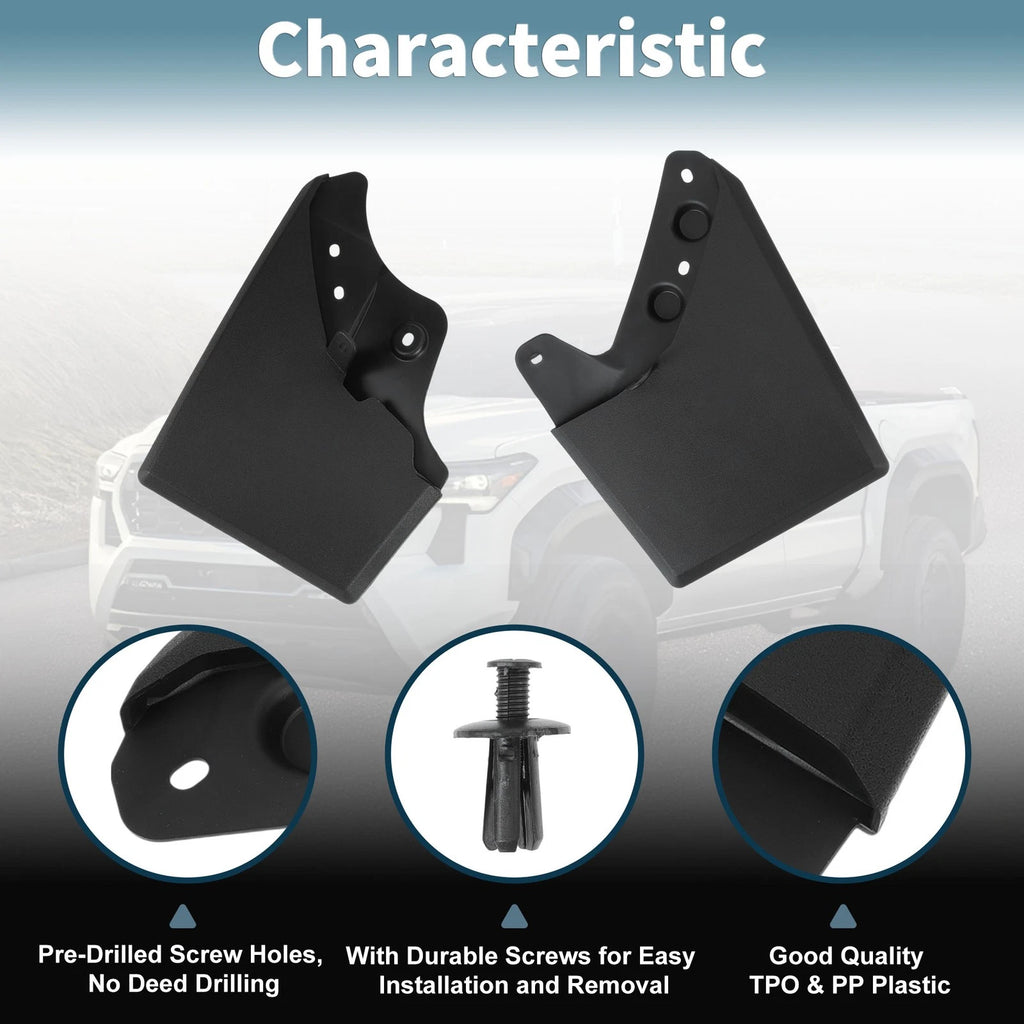 Mud Flaps Kit for Toyota Tacoma (2024–2025) Splash Guards No-Drill