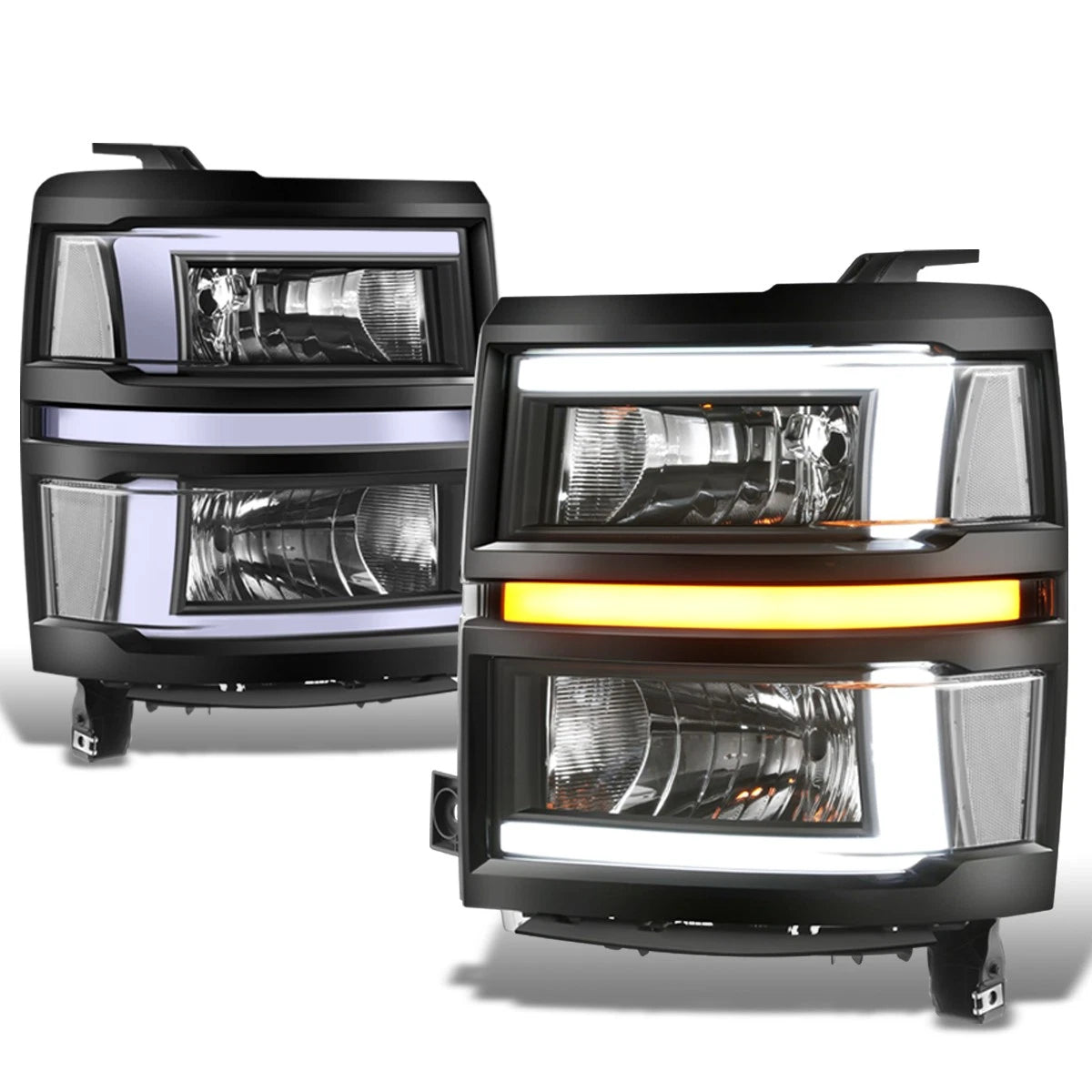 L-Shape LED DRL Sequential Turn Headlights for Silverado 1500 (2014–2015)