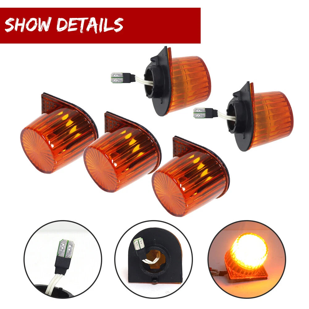 5X Amber LED Roof Cab Clearance Lights for Dodge D150 D250 D350 (1984–1993)