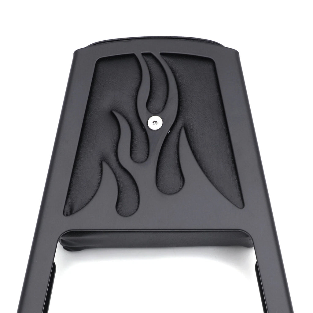 Black Flame Backrest Sissy Bar with Leather Pad for Harley Sportster (883-1200)