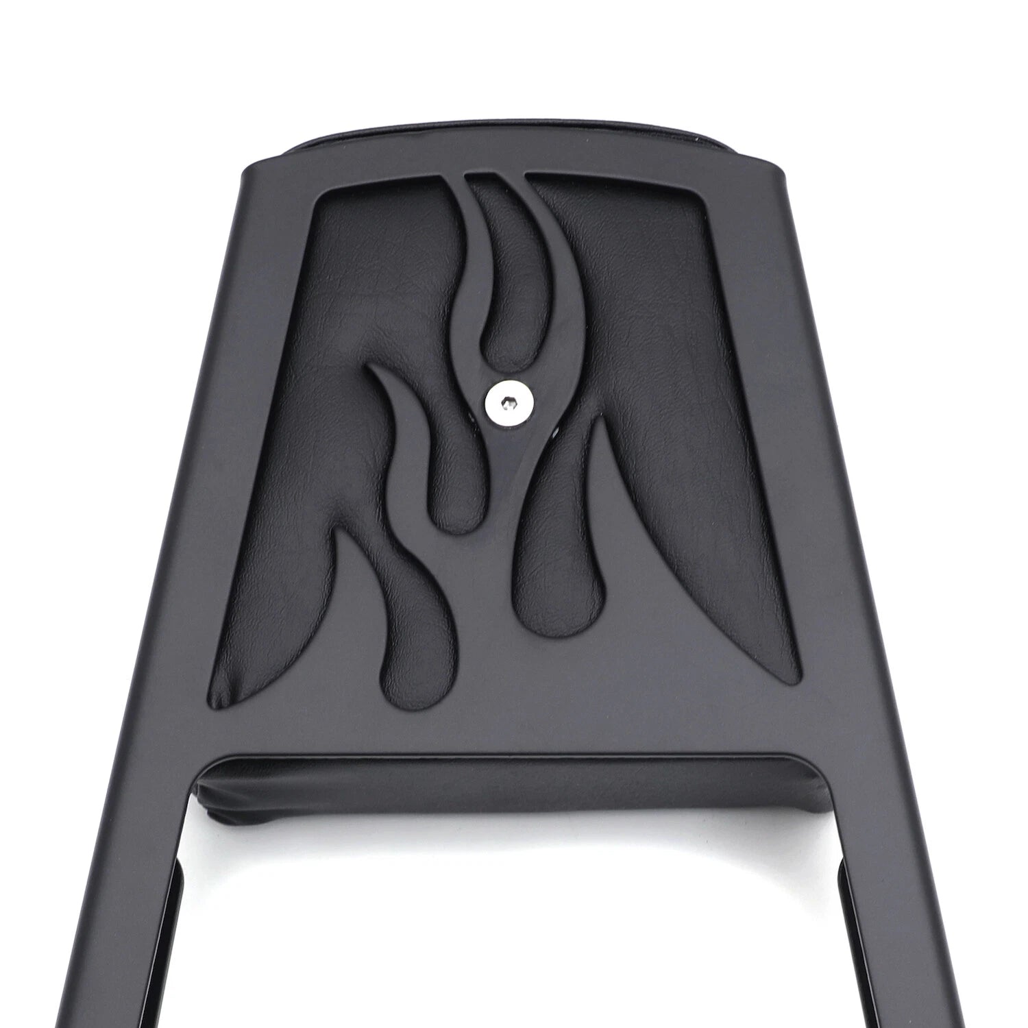 Black Flame Backrest Sissy Bar with Leather Pad for Harley Sportster (883-1200)