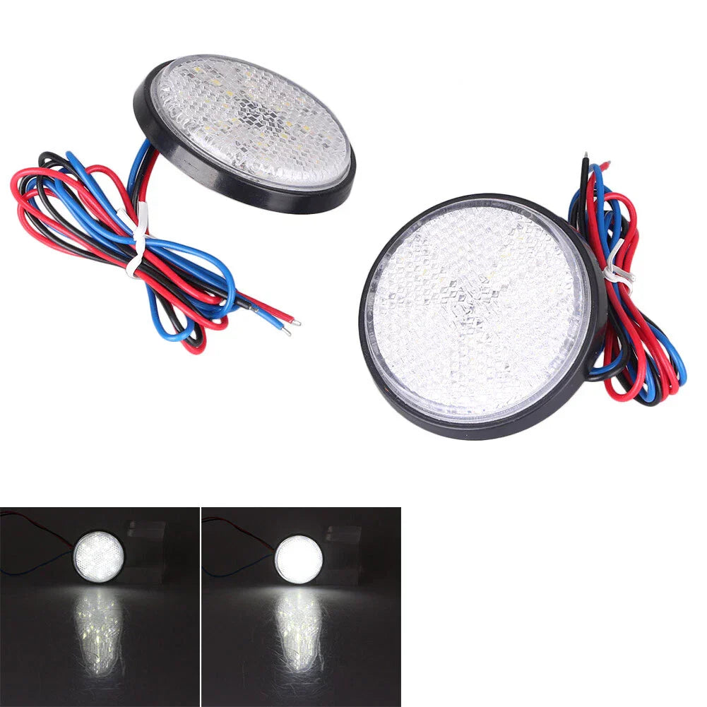 12V 55mm 24LED Round Reflector Tail Brake Light for Motorcycle ATV