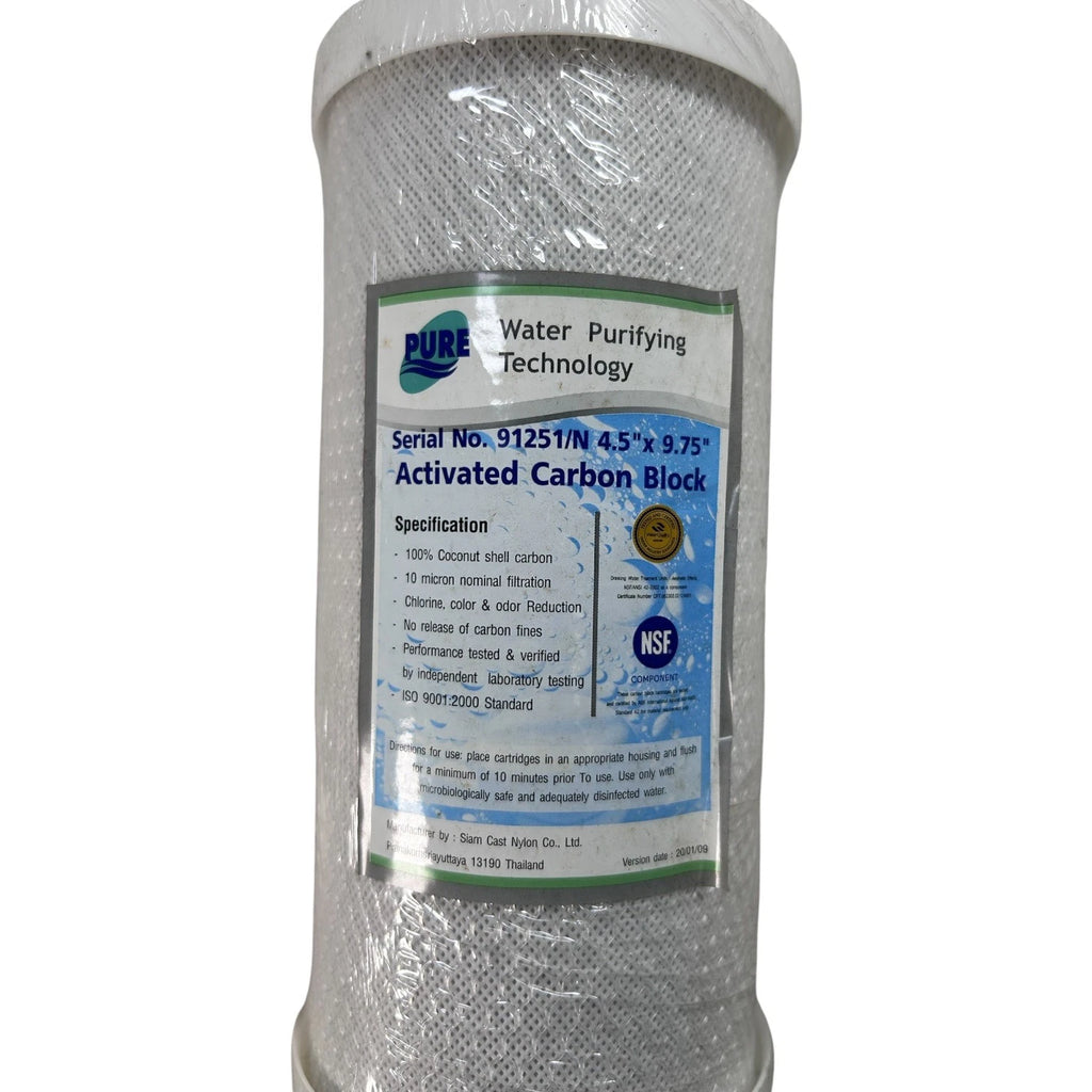 Activated Carbon Block Filter 10 Micron 4.5'' x 9.75'' for Pure 91251/N