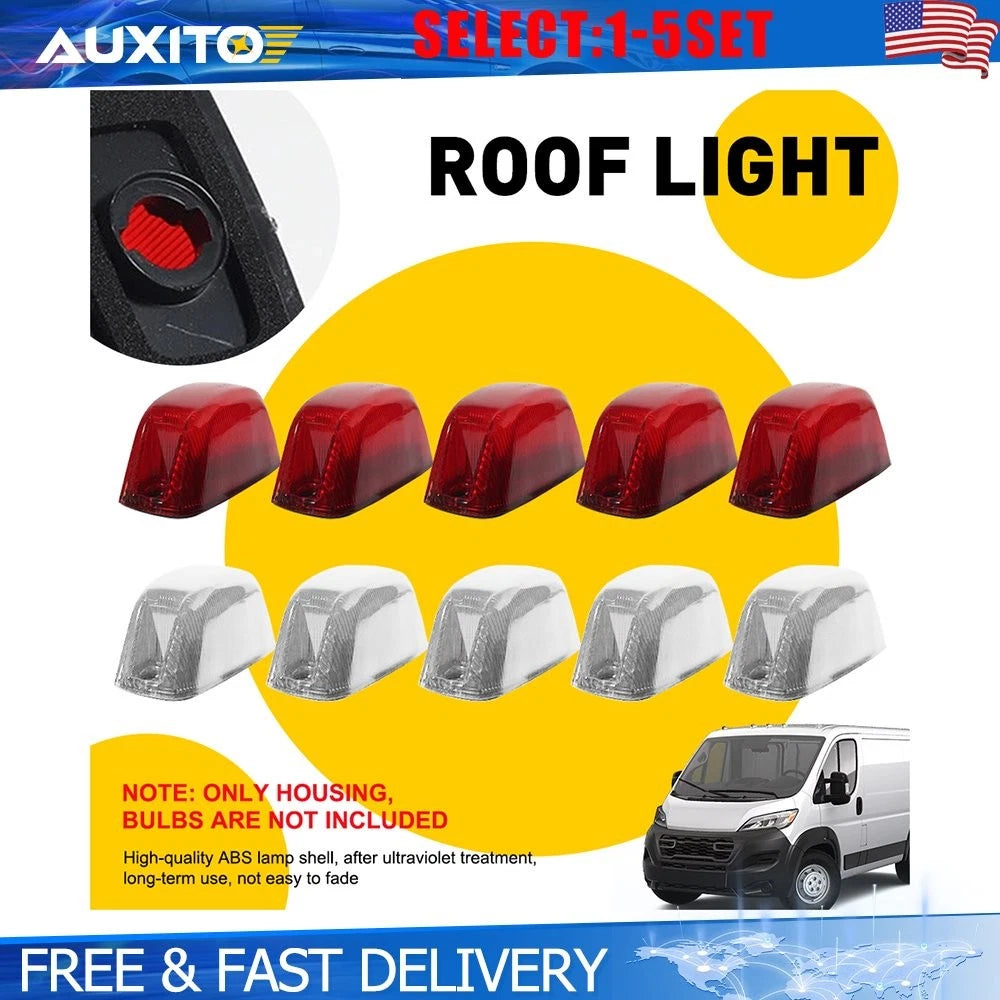 Roof Running Light Housings for Dodge RAM ProMaster (2014–2023) Clear Red 10-100