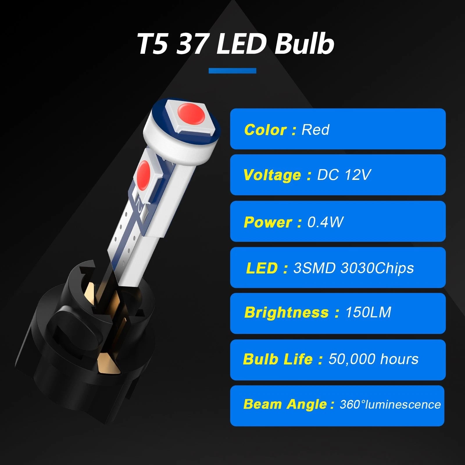 20X T5 74 3030-3SMD LED Speedometer Gauge Light for Universal