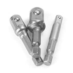 Set of 3 Socket Adapter Drill Bits for Impact Driver Tool Kit (1/4", 3/8", 1/2")