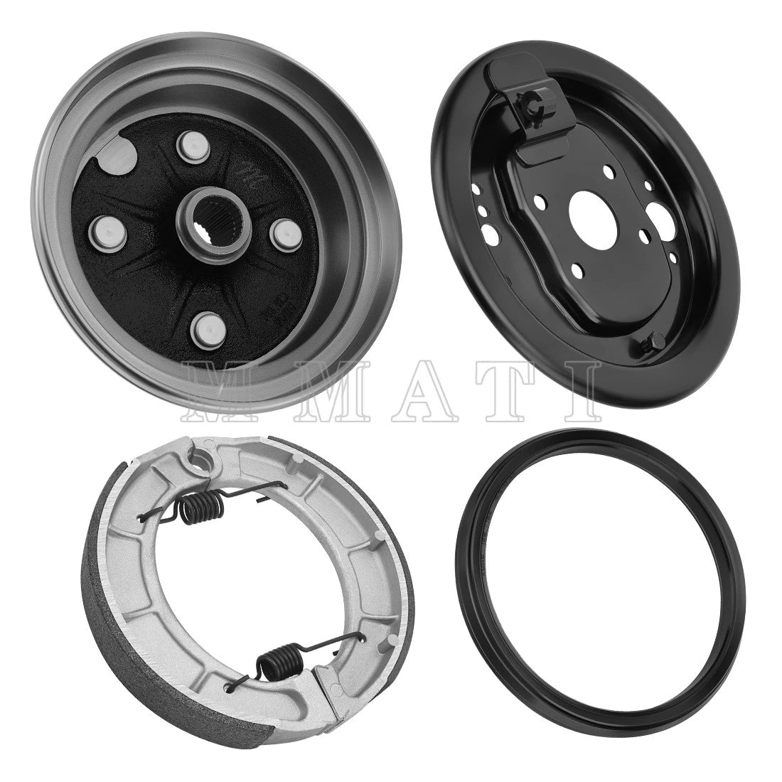 Rear Brake Drum Hub Plate Cover Seal Shoes Kit for Yamaha Timberwolf 250 (1992–1998)