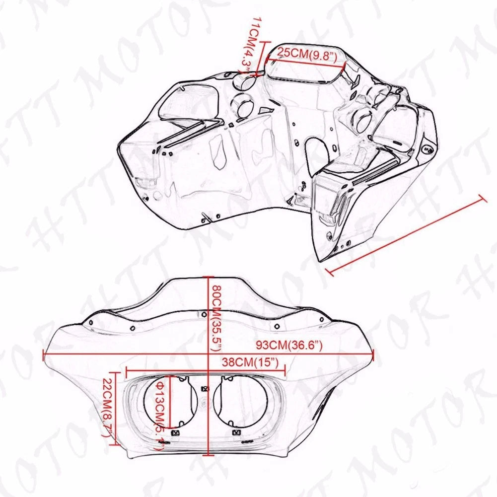 Inner & Outer Headlight Fairing for Harley FLTR Road Glide (Unpainted)