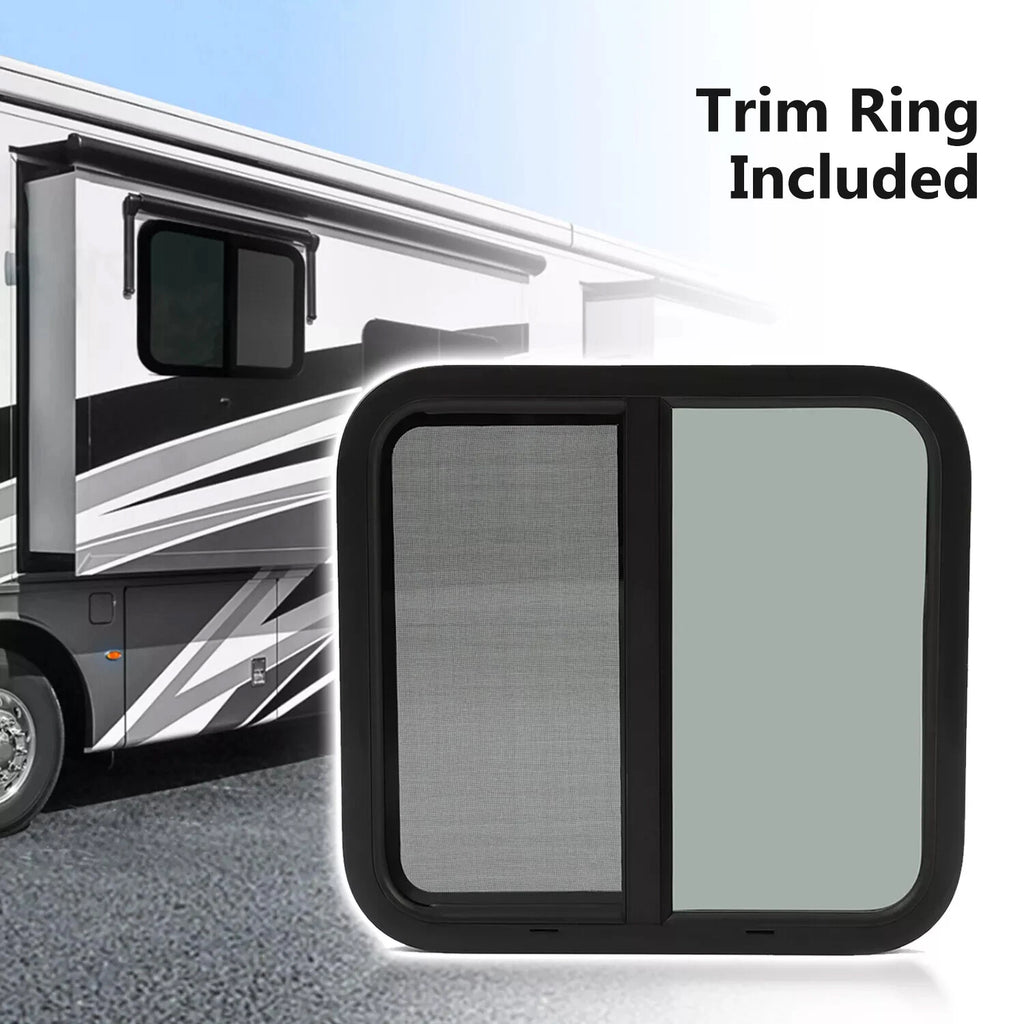 Horizontal Slide Square RV Window with Trim for Cargo Trailer (24" x 22")