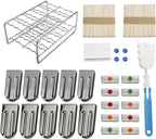 10 Pack Stainless Steel Popsicle Molds with Wooden Sticks and Bags