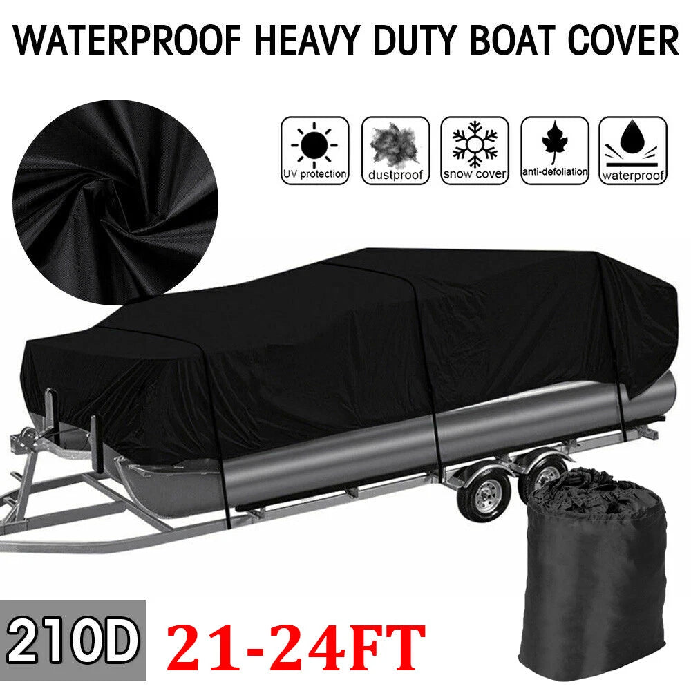 Waterproof Heavy Duty Boat Cover for Pontoon (21-24ft)