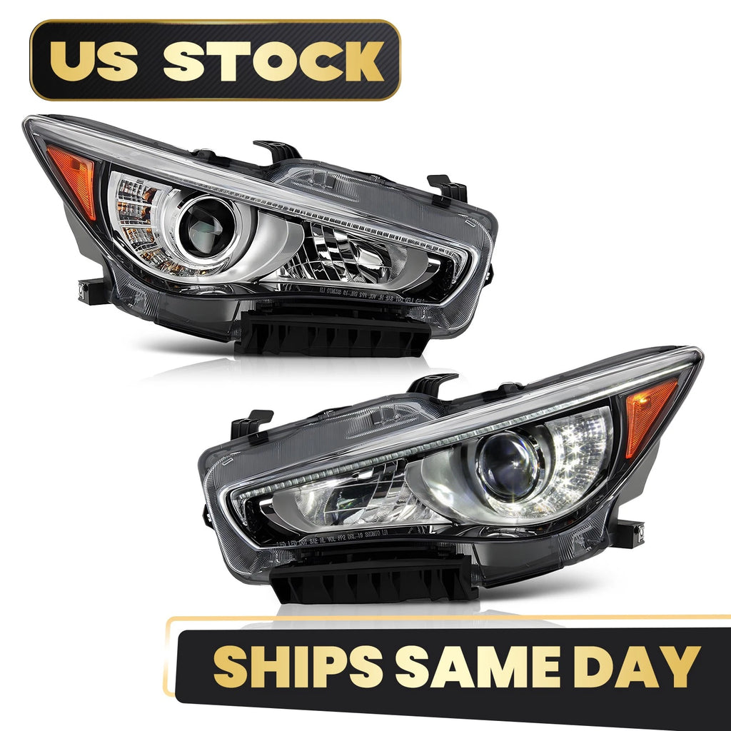 Full LED Headlight Set for Infiniti Q50 (2014–2017) AFS, Left+Right Pair