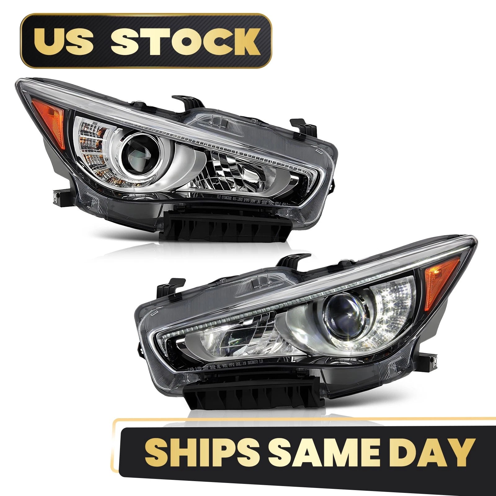 Full LED Headlight Set for Infiniti Q50 (2014–2017) AFS, Left+Right Pair