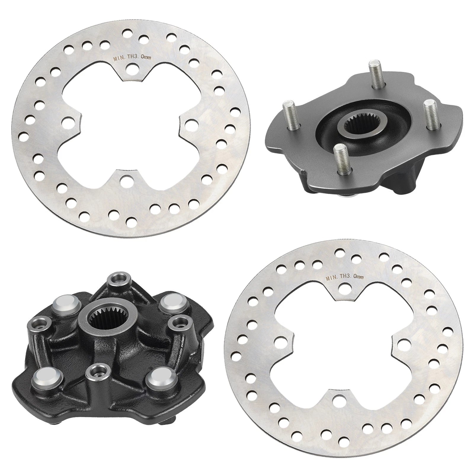 Front Left Right Wheel Hubs w/ Brake Disc for Honda (44615-HR3-A20, 45251-HR6-A62)